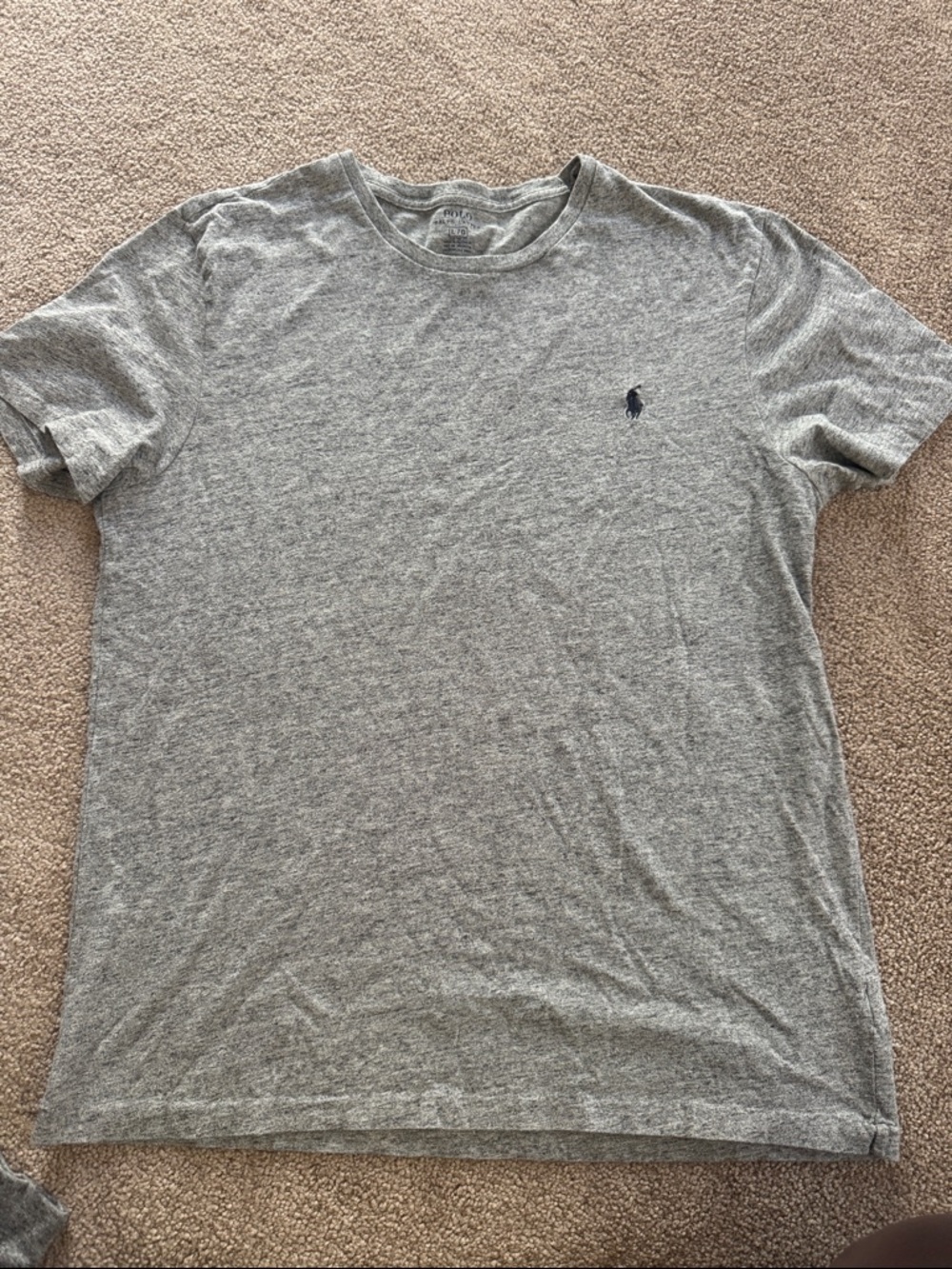 Ralph Lauren Heather Gray Crew Neck Tee with Polo Logo